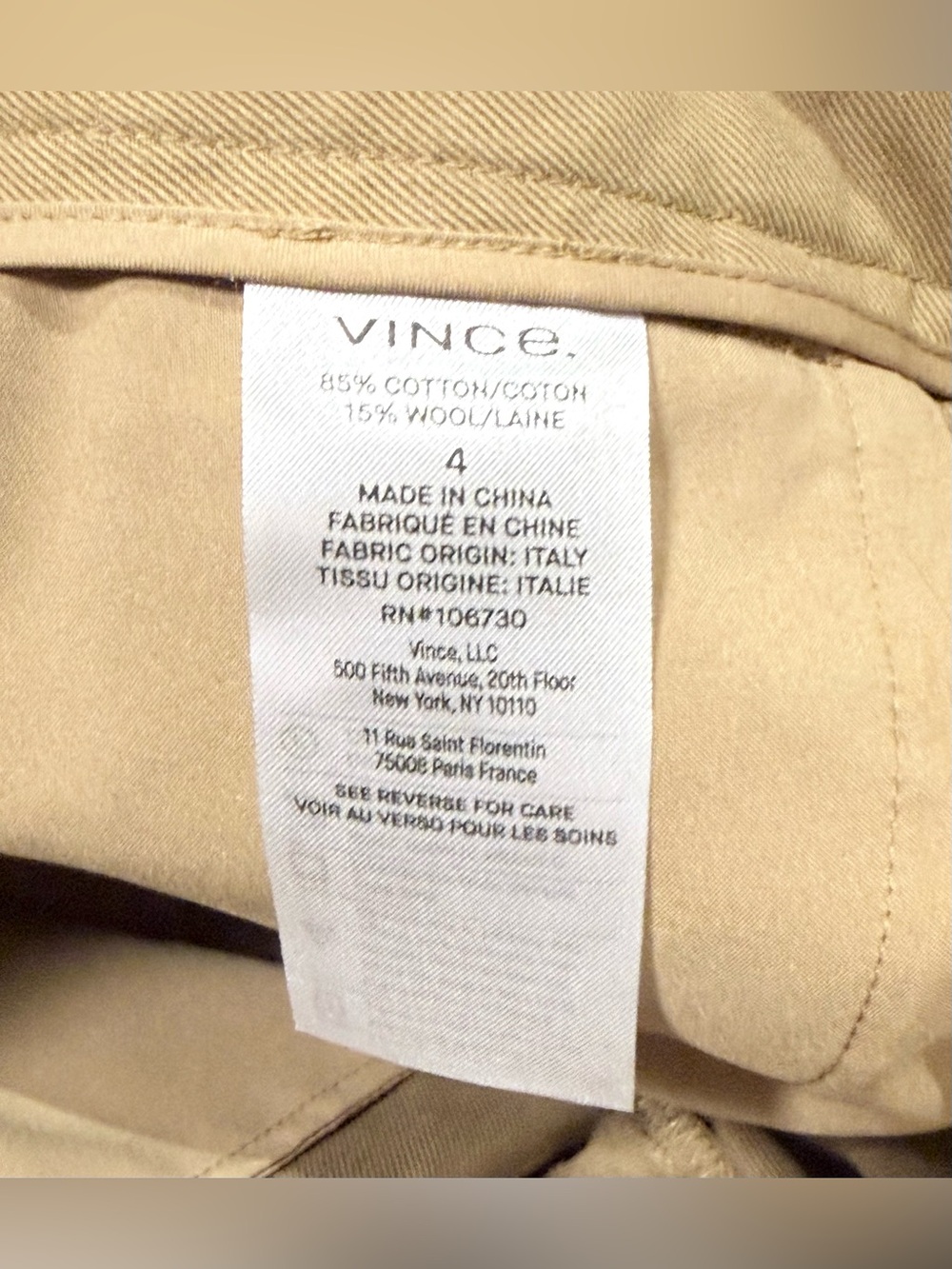 NWT - Vince Double Waistband Wide Leg Culottes Tan Size 4 - Picture 9 of 10
